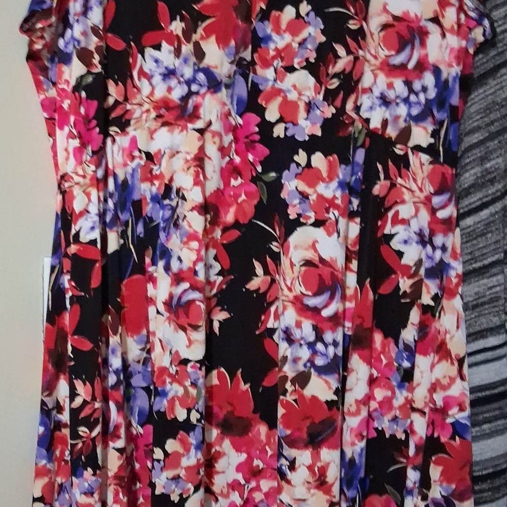 Torrid Black and Red Floral Lace Dress